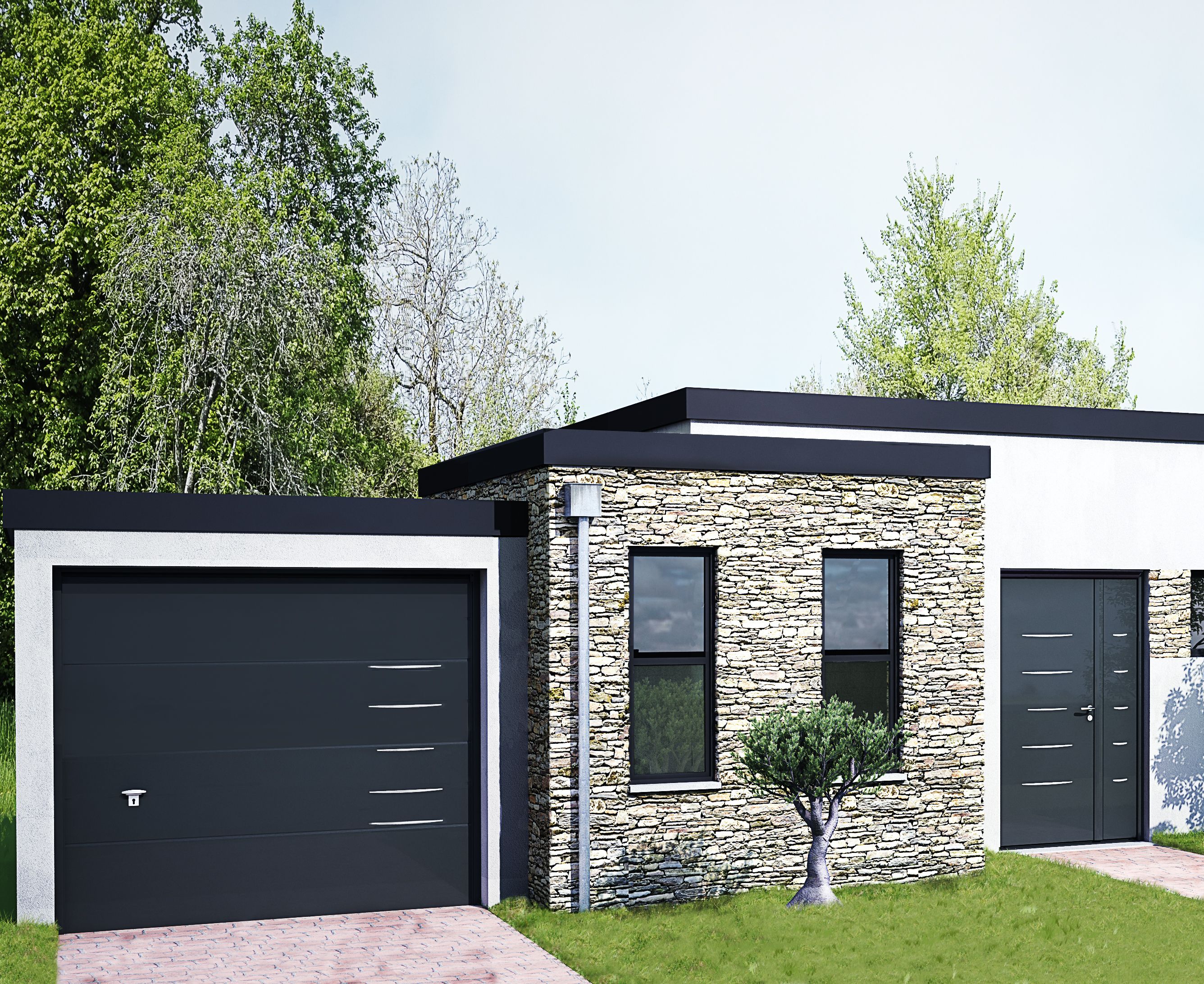 Porte de garage sectionnelle "ISO 45" - Panneau Design Alinéa -